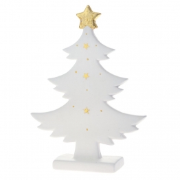 Χριστουγεννιάτικο Διακοσμητικό Δέντρο Κεραμικό Λευκό-Χρυσό iliadis 19x5x25εκ. 81482