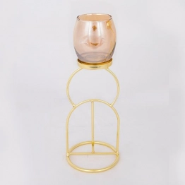 Κηροπήγιο Μεταλλικό-Γυάλινο Χρυσό-Μελί 10,5x28εκ. ESTHETI 752-24021