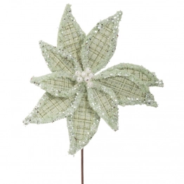 Χριστουγεννιάτικο Κλαδί Αλεξανδρινό Καρώ Πράσινο-Ασημί Με Glitter 60εκ. iliadis 90435