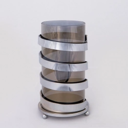 Κηροπήγιο Μεταλλικό-Γυάλινο Γκρι-Ασημί 11x21,5εκ. ESTHETI 752-24048