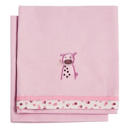 Σετ Σεντόνια 2τμχ Βαμβακερά Λίκνου 80x110εκ. Family Pink 23061