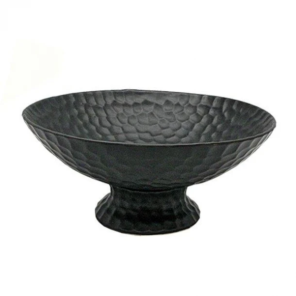 Διακοσμητική Πιατέλα Με Πόδι Κεραμική Μαύρη Art Et Lumiere 30x12εκ. 30514