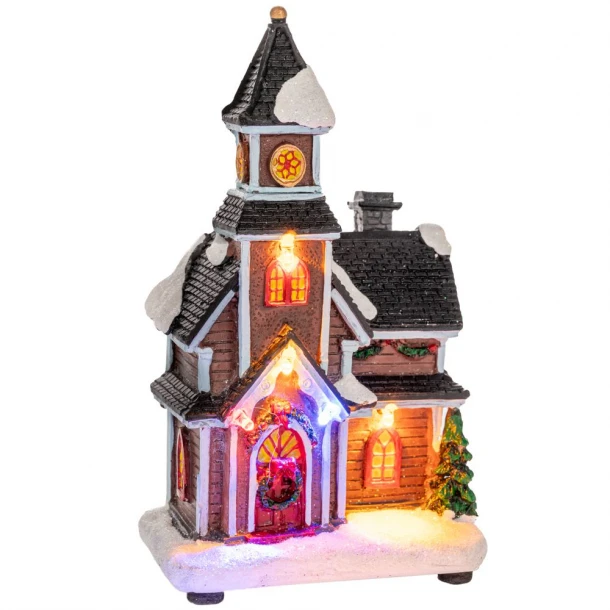 Χριστουγεννιάτικο Διακοσμητικό Σπιτάκι Polyresin Με Led Μπαταρίας 10x7x17,5εκ. iliadis 90735