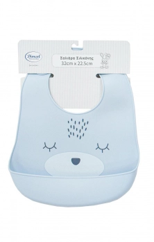 Σαλιάρα Σιλικόνης Με Κουμπί Και Τσέπη 22,5x32εκ. 18 Sky Blue Dimcol