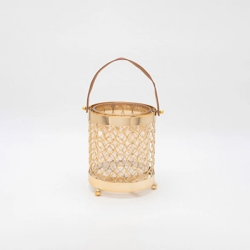 Φανάρι Μεταλλικό-Γυάλινο Χρυσό 14x17εκ. ESTHETI 819-00252