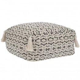 Πουφ Δαπέδου Υφασμάτινο Polycotton Εκρού-Γκρι-Μαύρο 40x40x20εκ. iliadis 90214