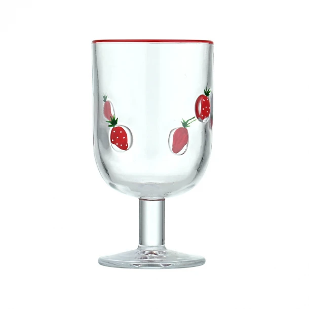 Ποτήρι Κρασιού Γυάλινο 380ml Με Φράουλες Handmark Estia 07-40772