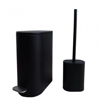 Σετ Καλάθι Απορριμμάτων Οβάλ 5L-30x14x26,5εκ. Μεταλλικό Soft CLose Με Πιγκάλ Μαύρο MRShome DS-8020S00