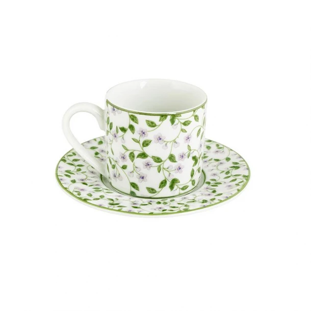 Σετ 6τμχ Φλυτζάνια Καφέ Πορσελάνης Λευκά Με Λουλούδια 90ml Floral Oriana Ferelli PR232450010