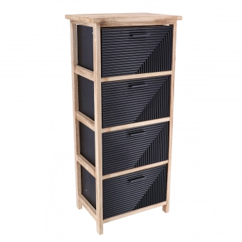 Συρταριέρα MDF Με 4 Συρτάρια 37,5x27,5x86εκ. Natural-Μαύρη Με Σχέδιο MRShome 1306000