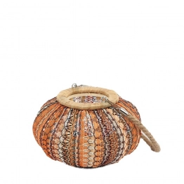 Φανάρι Ξύλινο Με Ύφασμα Πορτοκαλί ESPIEL 24x13εκ. LAF111