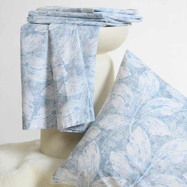 Σετ Σεντόνι Με 2 Μαξιλαροθήκες Polycotton King Με Λάστιχο 180x200+32εκ. Lesslie Blue Melinen 20006402