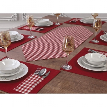 Σετ Runner Με 6 Σουπλά Polycotton Κόκκινο Moena Oriana Ferelli 40x110εκ. BTLMOERED7