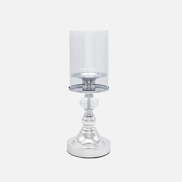 Κηροπήγιο Μεταλλικό-Γυάλινο Ασημί 11x19εκ. ESTHETI 819-00242