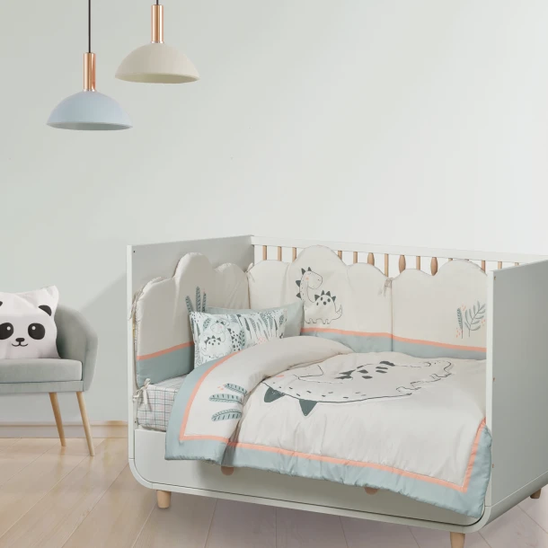Κουβερλί Microfiber Κούνιας 110x150εκ. Fun 4879 Γκρι-Πράσινο-Σομόν Das Baby