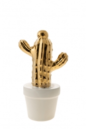 Διακοσμητικός Κάκτος Κεραμικός Χρυσός Σε Λευκή Γλάστρα 12,7εκ. Zen Collection 22.19.48233