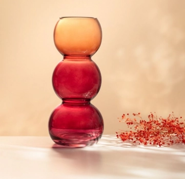 Βάζο Γυάλινο Πορτοκαλί-Ροζ 8x25εκ. Vazia Homla 236641