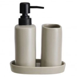 Σετ Μπάνιου 3τμχ Stoneware Warm Grey 2U MRShome 0094003
