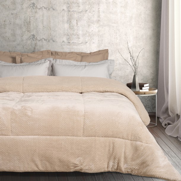 Κουβερτοπάπλωμα Fleece-Sherpa Υπέρδιπλο 220x240εκ. Blankets 1181 Beige Das Home