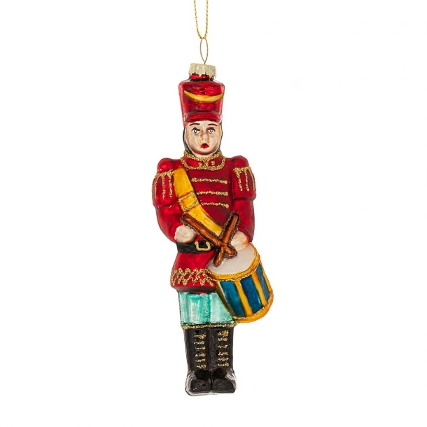 Χριστουγεννιάτικος Καρυοθραύστης Κρεμαστός Γυάλινος Κόκκινος 4,5x13εκ. iliadis 87639