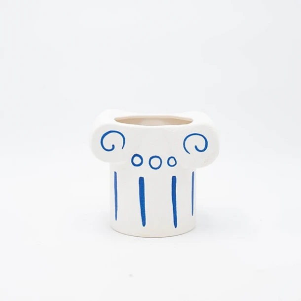 Βάζο Πορσελάνης Λευκό-Μπλε 17x11,6x14,6εκ. ESTHETI 819-00223