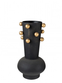 Βάζο Μεταλλικό Αντικέ Μαύρο Με Μπίλιες Χρυσές 16x16x35εκ. Zen Collection 25.3.51380