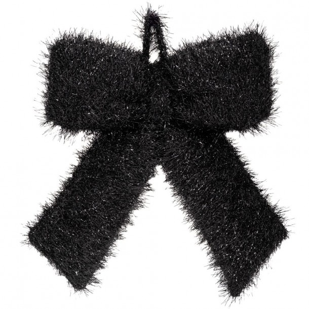 Χριστουγεννιάτικος Διακοσμητικός Φιόγκος Κρεμαστός Χνουδωτός Μαύρος 33x40εκ. iliadis 91720