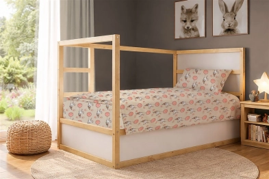 Σετ Σεντόνια 3τμχ Βαμβακερά Μονά 160x240εκ. Floating Bunny 714 Beige-Salmon Dimcol