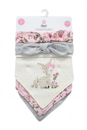 Σετ 5τμχ Σαλιάρες Μπαντάνα Interlock Και Κορδέλες Polycotton  Deer 25 Pink Dimcol 31310702002