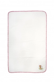 Κουβέρτα Πικέ Λίκνου 80x110εκ. Με Κέντημα Giraffe 172 White-Pink DimCol