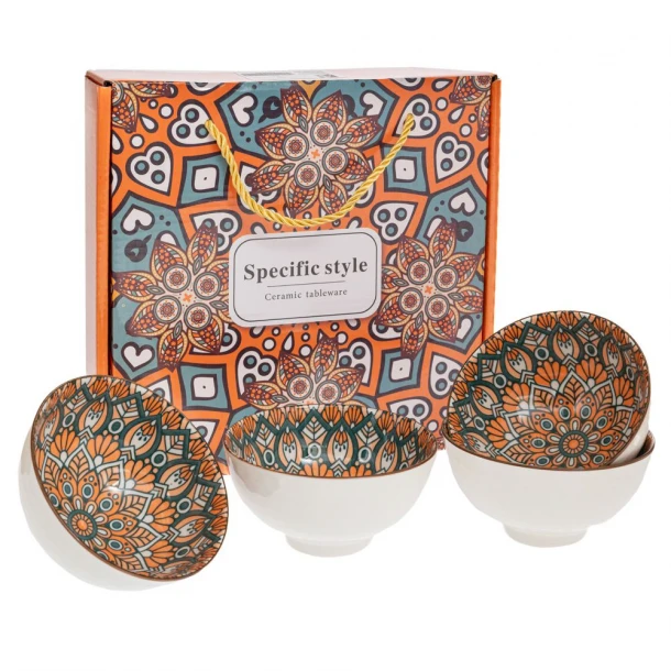 Μπωλ Κεραμικό Σετ 4τμχ Πορτοκαλί 11x6εκ. iliadis 91909