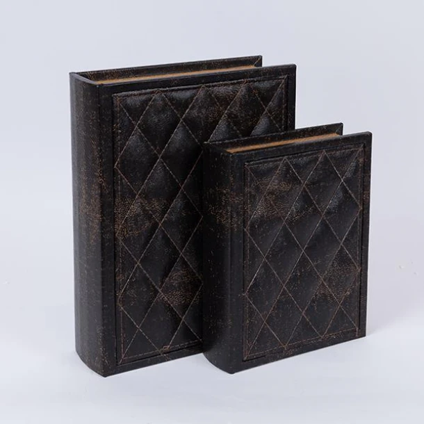 Διακοσμητικό Κουτί Βιβλίο Σετ 2τμχ Ξύλινο-Pu Μαύρο 30x22x7εκ.-23x17x5,5εκ. ESTHETI 752-17075