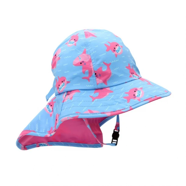 Αντηλιακό Cape Καπέλο 6-24μηνών UPF50 Sunhat Pink Shark Zoocchini ZOO15054