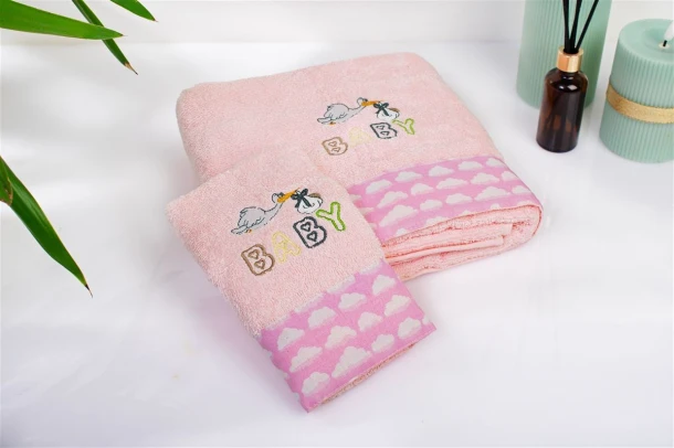 Σετ Πετσέτες 2τμχ Βαμβακερές Stork 192 Pink DimCol