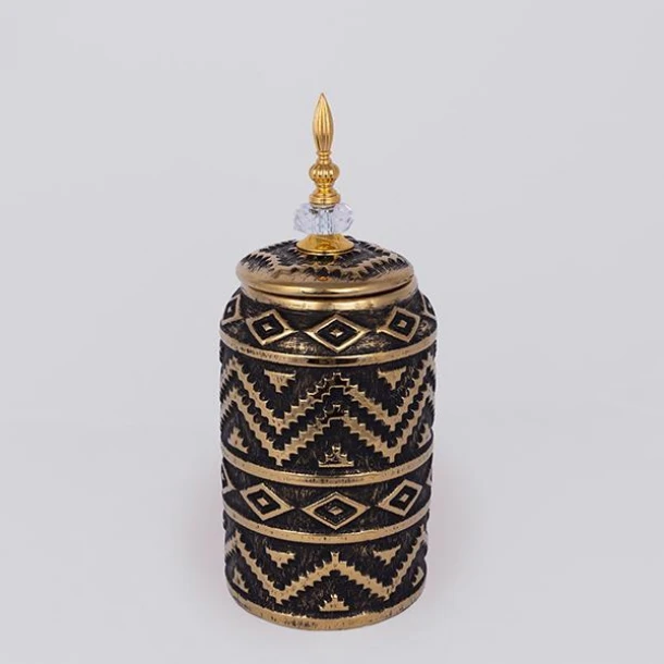 Βάζο Με Καπάκι Κεραμικό Μαύρο-Χρυσό 15x35,5εκ. ESTHETI 752-20356
