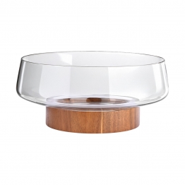 Σαλατιέρα Γυάλινη Με Ξύλινη Βάση Allure 26x16x12,7εκ. Estia 01-36614