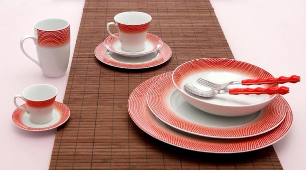 Σετ Φλυτζάνια Τσαγιού 6τμχ Πορσελάνης 220ml Bonito Red CRYSPO TRIO 24.454.16
