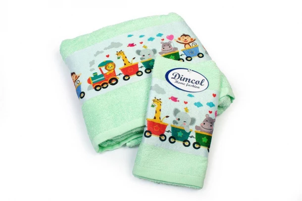 Σετ Πετσέτες 2τμχ Μπεμπέ Βαμβακερές Train 348 Mint DimCol
