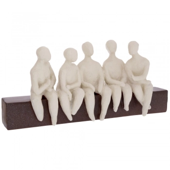 Διακοσμητικό Επιτραπέζιο Με Λευκές Φιγούρες Polyresin Που Κάθονται Σε Καφέ Βάση 39x8,5x17,5εκ. iliadis 92336