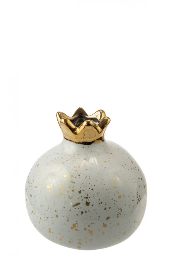 Ρόδι Κεραμικό Λευκό-Χρυσό 12,7εκ. Zen Collection 24.3.50535