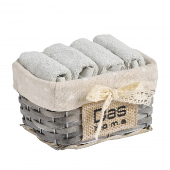 Σετ Πετσέτες Χεριών 4τμχ Soft Light Green Με Καλάθι 4002 Das Home