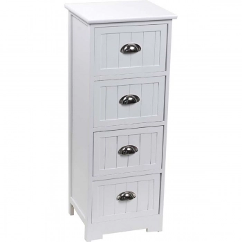 Συρταριέρα MDF Με 4 Συρτάρια Λευκή 35x30x90εκ. MRShome 1298000