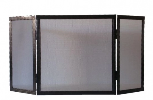 Παραβάν Τζακιού Σιδερένιο Μασίφ Σφυρήλατο 50(+24+24)x50εκ. Black