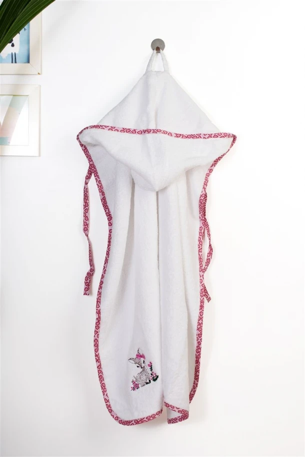 Κάπα Με Κέντημα Bebe 75x85εκ. Deer 197 White-Pink Dimcol