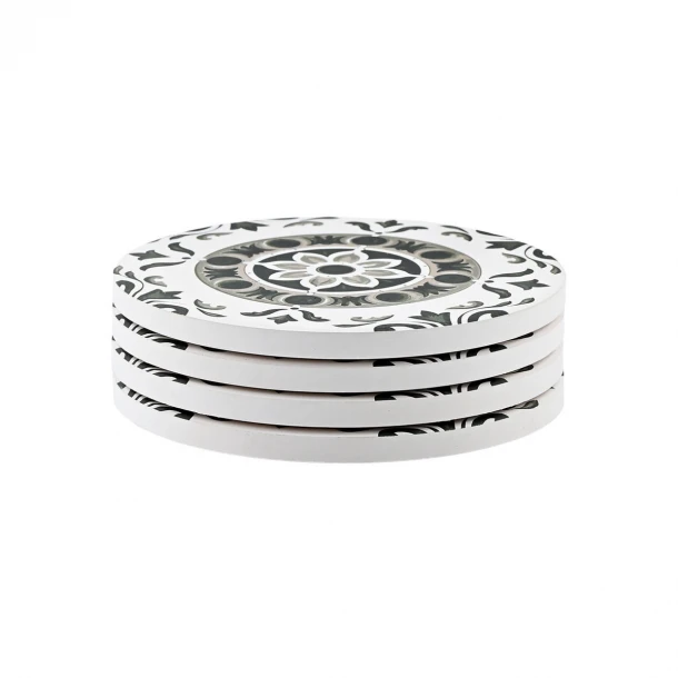 Σουβέρ Σετ 4τμχ Κεραμικό Με Αντιολισθητική Βάση Φελλού Φ10,3εκ. Heritage Green Estia 07-39264