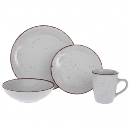 Σετ 16τμχ Σερβίτσιο Φαγητού Με Κούπες Κεραμικό Γκρι-Καφέ iliadis 91901