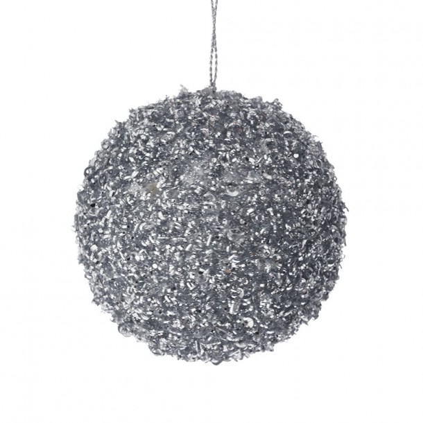 Χριστουγεννιάτικη Μπάλα Foam Ασημί Glitter 6εκ. iliadis 83482