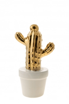 Διακοσμητικός Κάκτος Κεραμικός Χρυσός Σε Λευκή Γλάστρα 12,7εκ. Zen Collection 22.19.48233