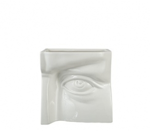 Βάζο Κεραμικό Λευκό Μάτι 16,5x1,5x16εκ. Zen Collection 24.21.50854