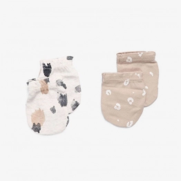 Σετ 2 Ζεύγη Γαντάκια Βαμβακερά Νεογέννητου Printed/Cream Minene 22130005560OS
